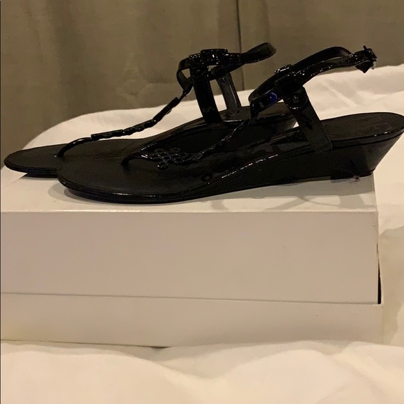 Diane von Furstenberg Black Patent Monaco Sandals - Picture 5 of 7